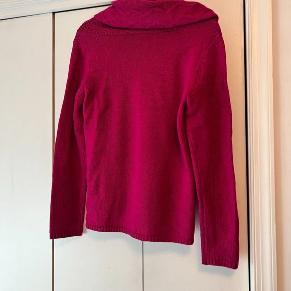 Chico's Raspberry Cowlneck Wool Sweater - Size 1 - Picture 3 of 4